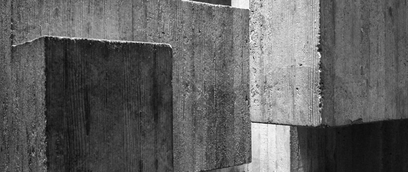 grayscale photography of concrete blocks