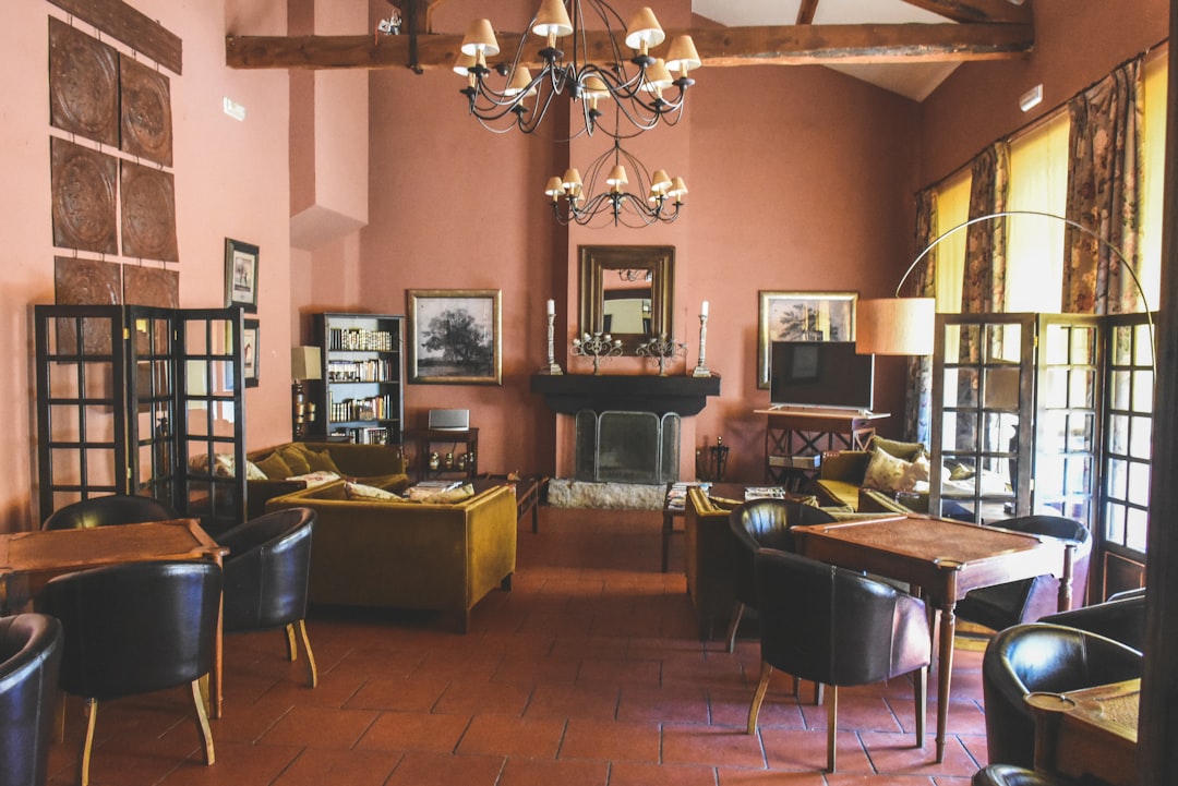 black leather chairs, Living room to spend a relaxed and quiet time