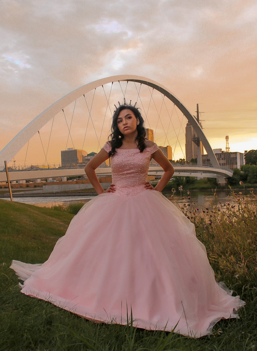 woman standing near bridge