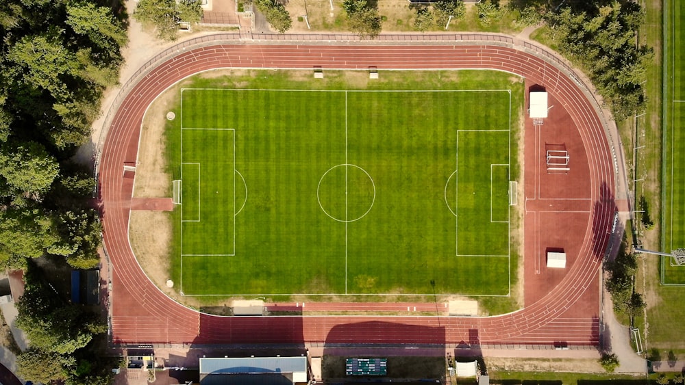 aerial photo of soccer field