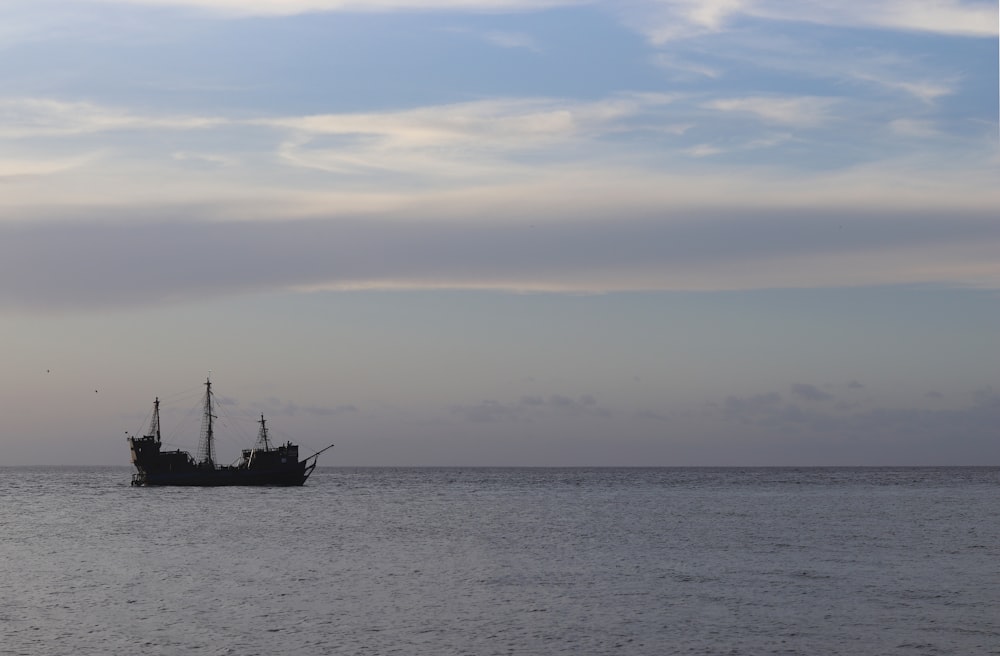 black ship on sea