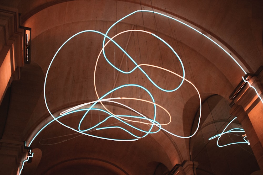 a long exposure of a light painting in a building