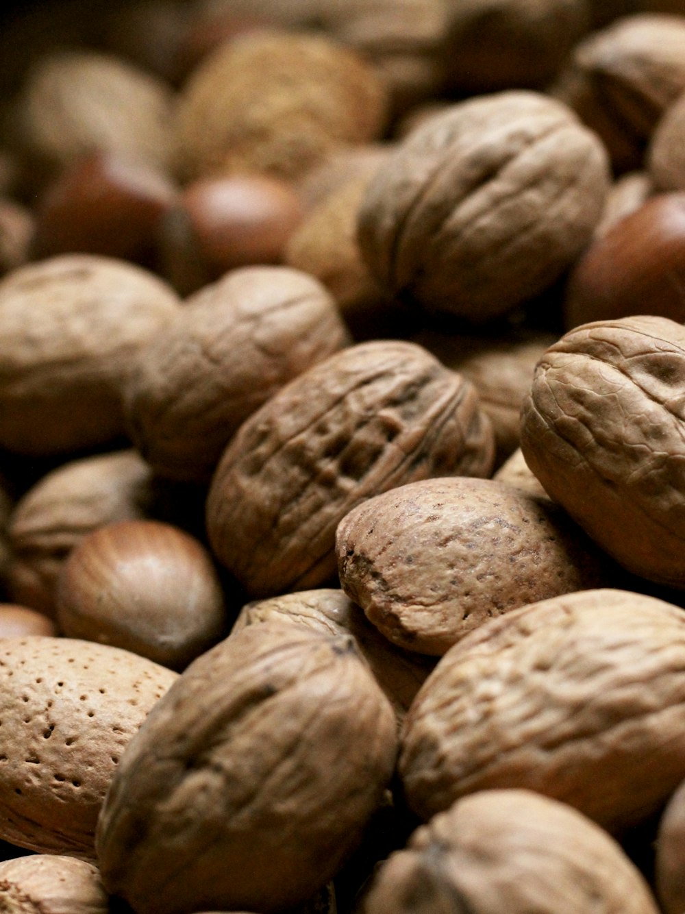 a bunch of nuts that are on a table