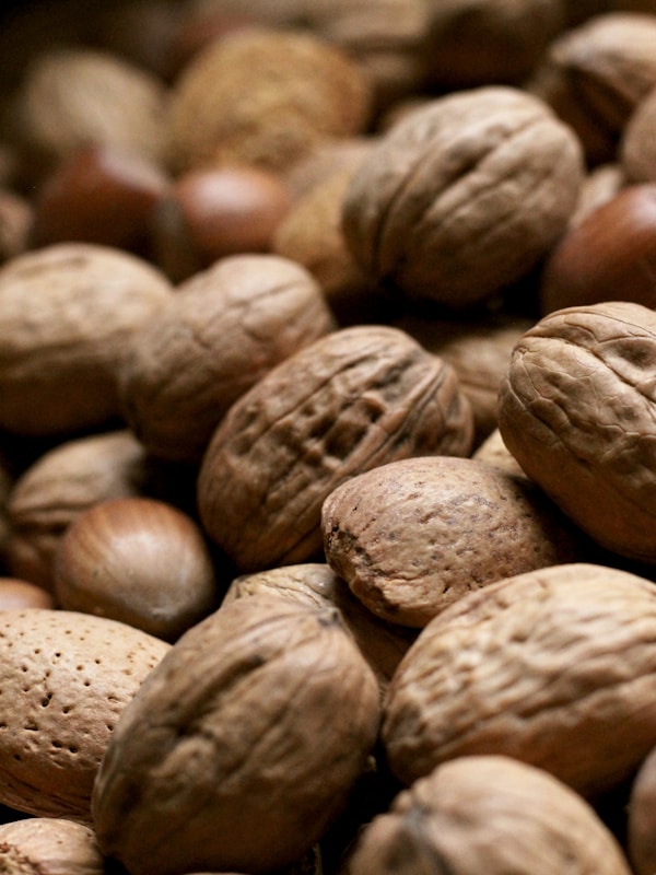 A bunch of nuts that are on a table