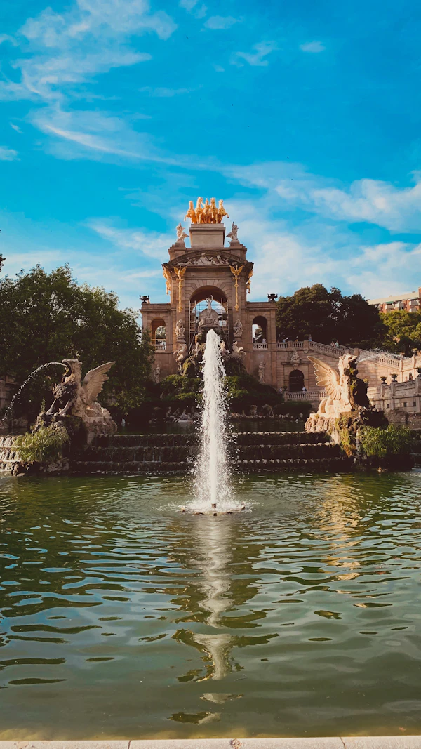 Parc de la Ciutadella cascade fountain and lake, Barcelona's monumental park