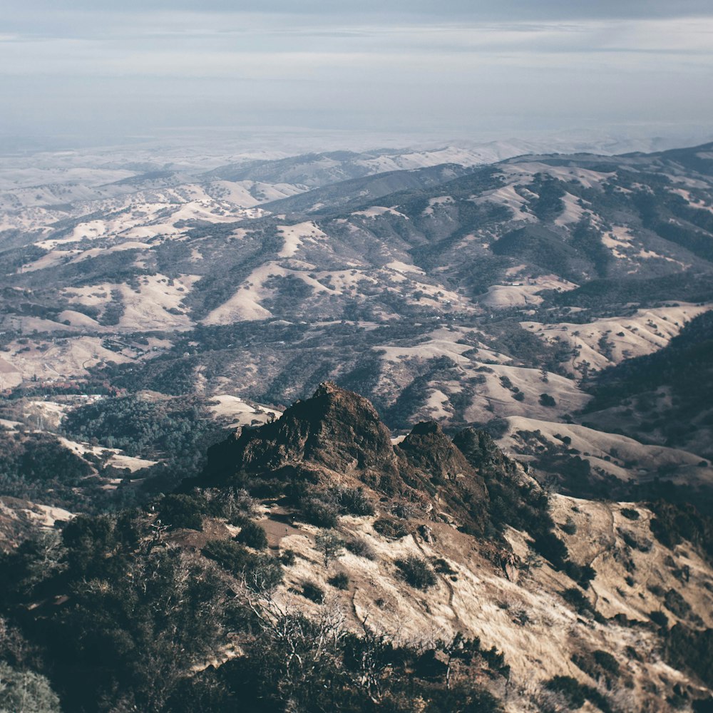 birds eye photography of mountan