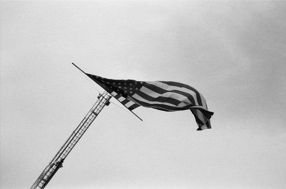 grayscale photo of USA flag