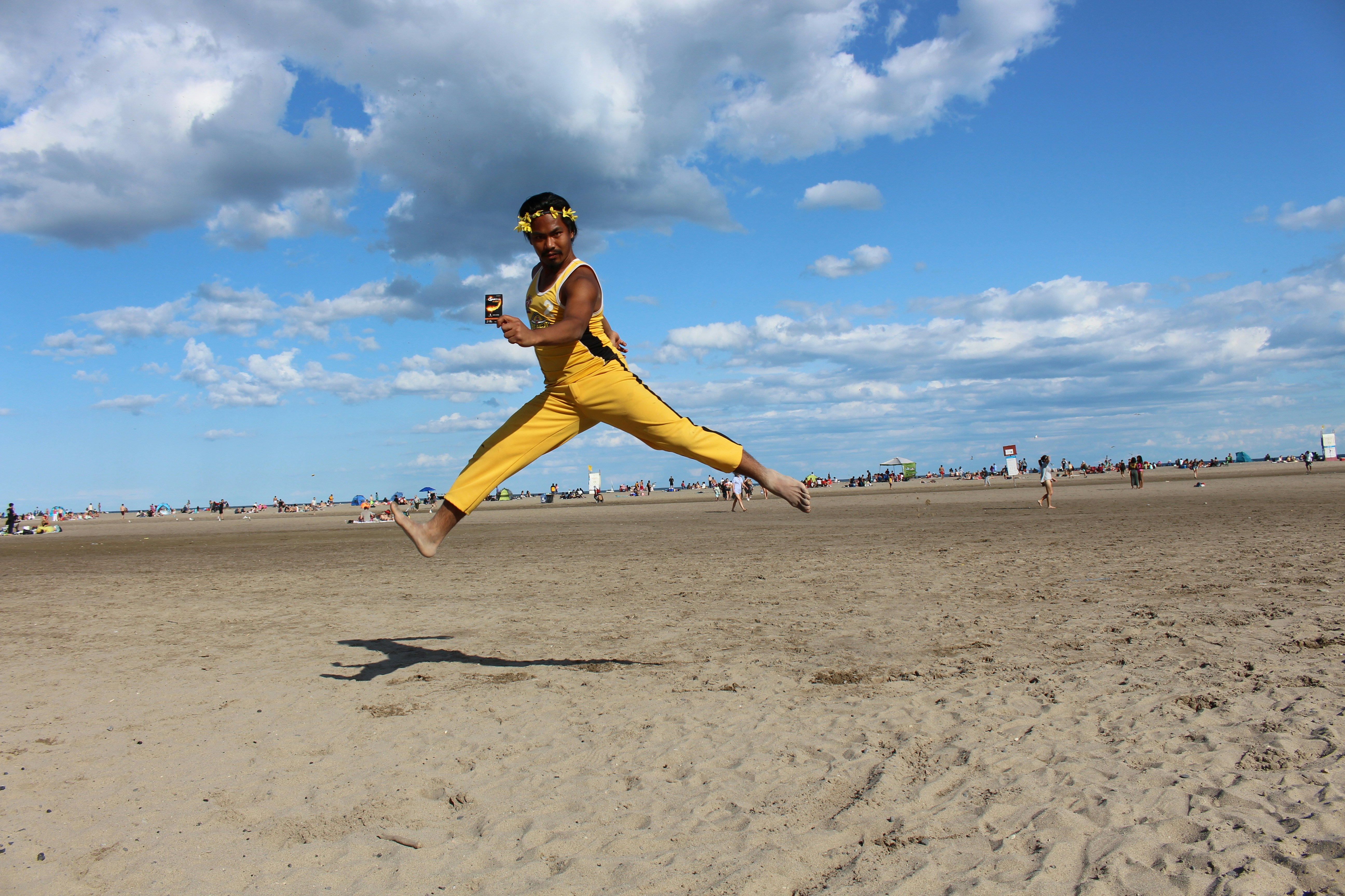 person wearing yellow jumpsuit