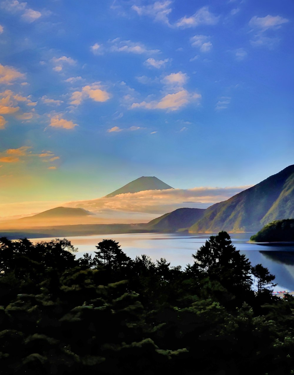 body of water and mountain