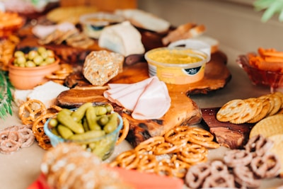 a table topped with lots of different types of food