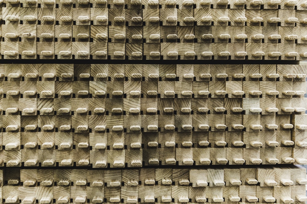 a close up of a wall made of wooden planks