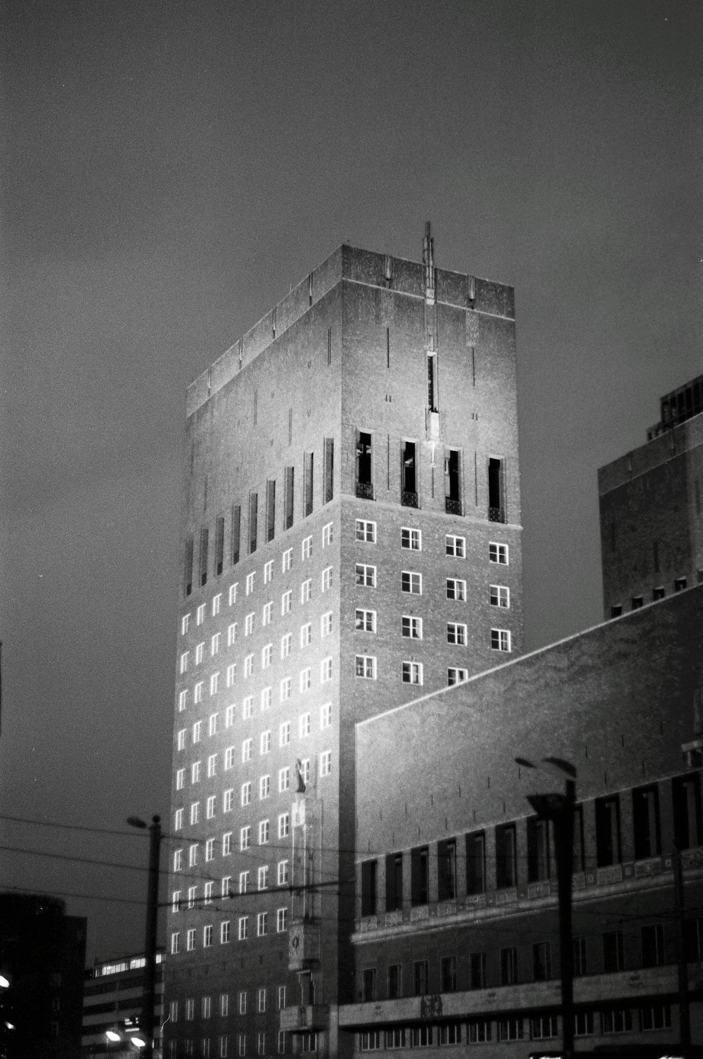 grayscale photo of building