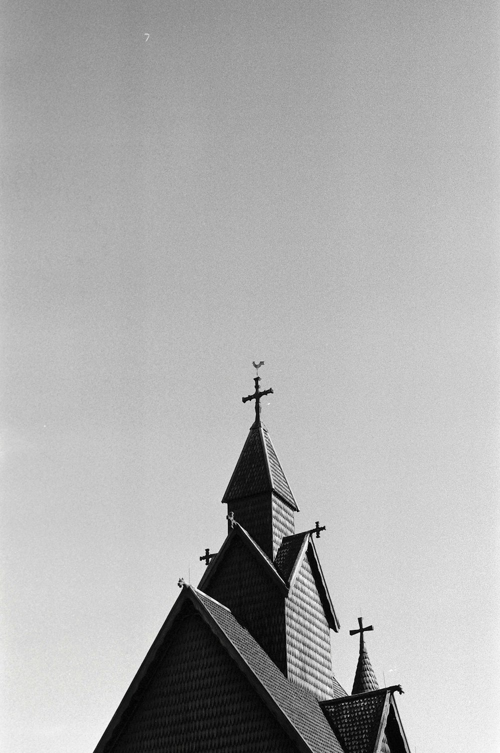 grayscale photography of church