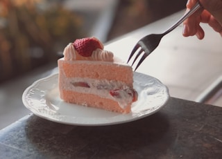 sliced strawberry cake