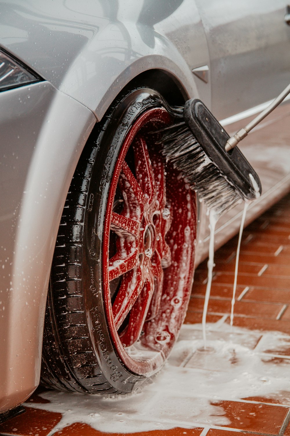 roue en cours de lavage