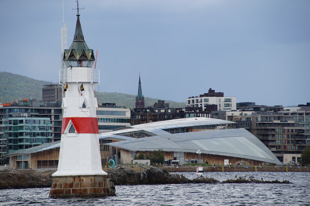 white and red lighthouse