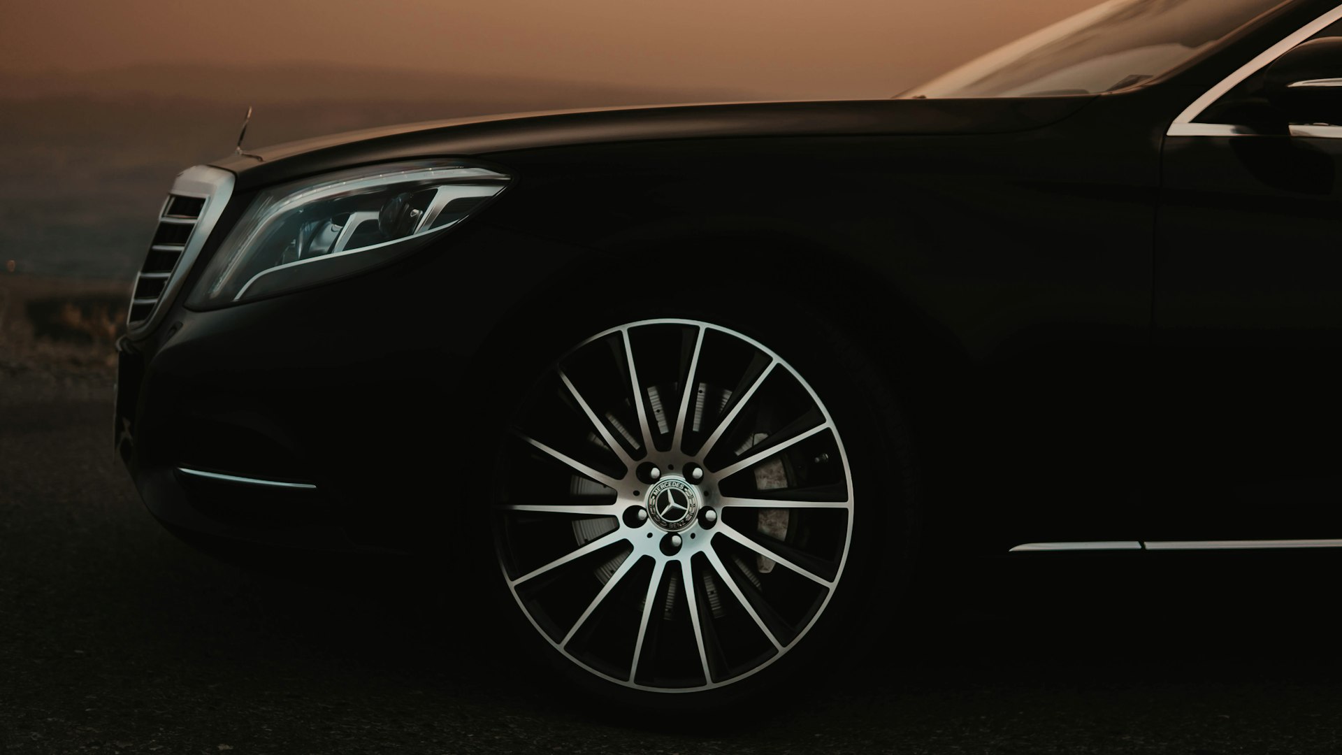 Luxury black Mercedes S-Class