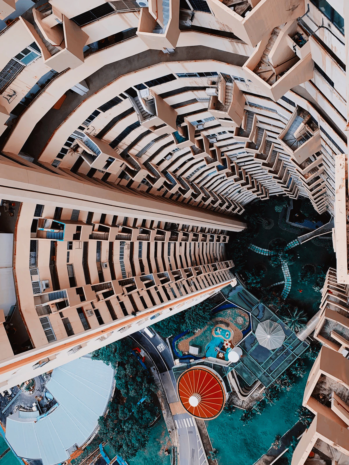 Residential apartment block seen from above
