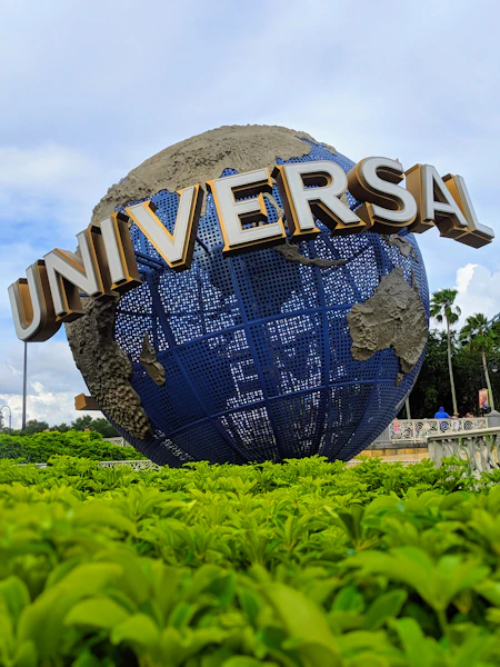 Universal globe on plant field