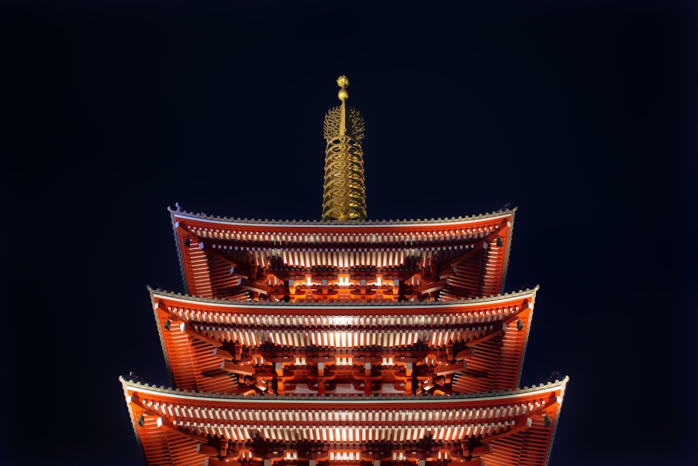 Templo de Asakusa no Japão durante a noite