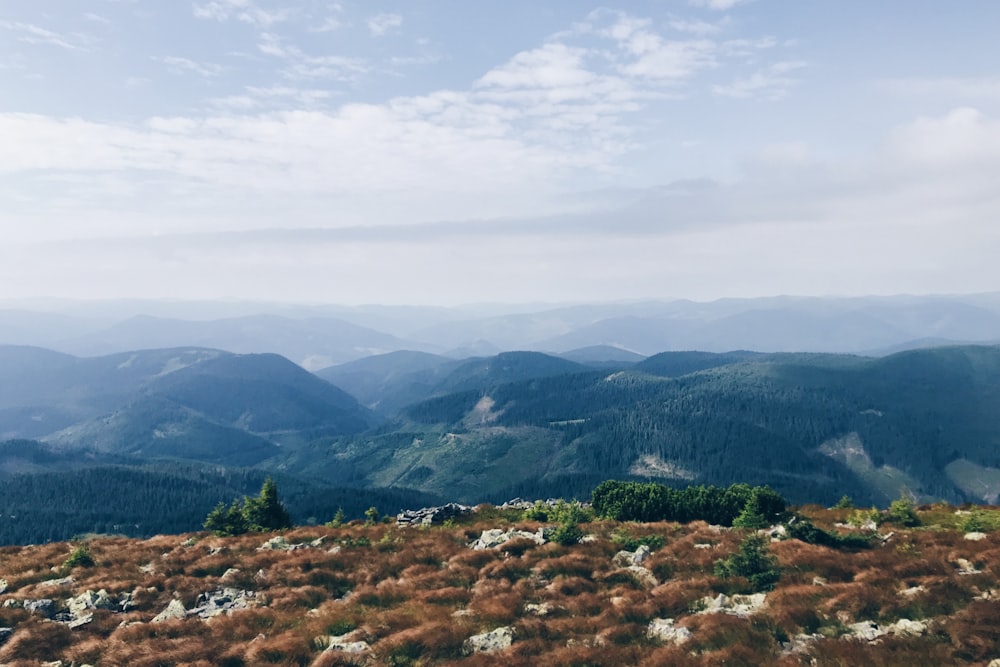 a view of a mountain range from a high point of view