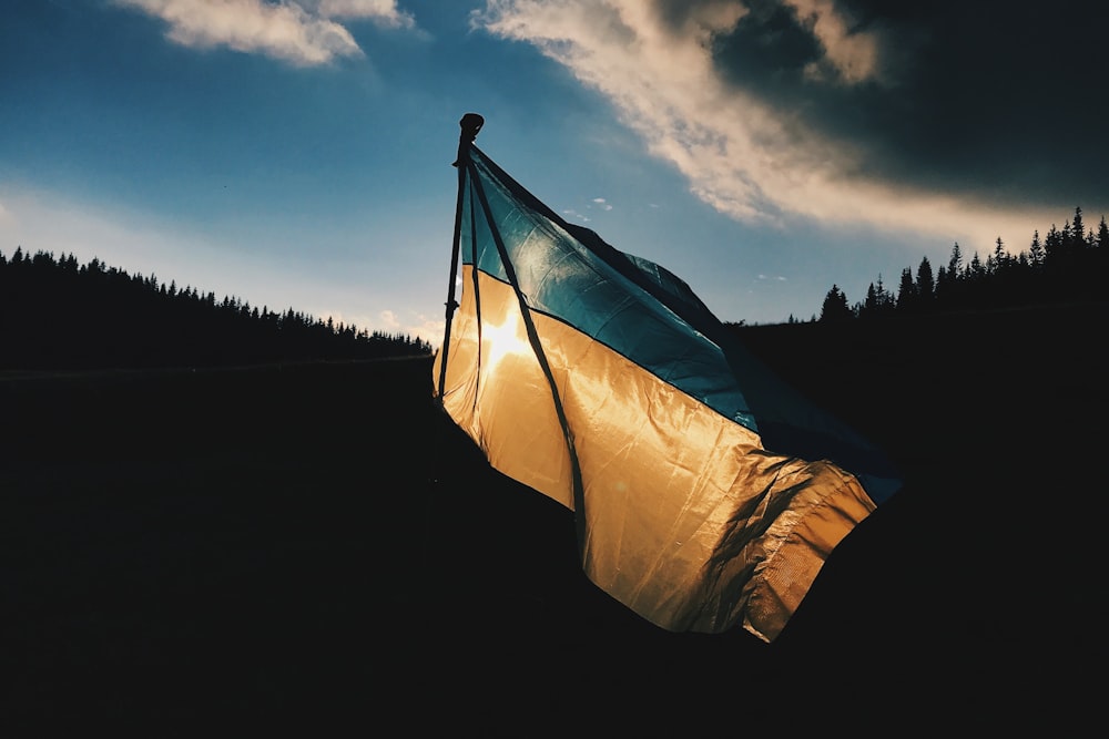 blue and yellow striped country flag