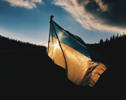 blue and yellow striped country flag