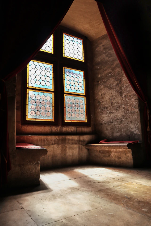 Brown framed window