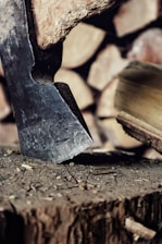 axe on log representing masculine energy