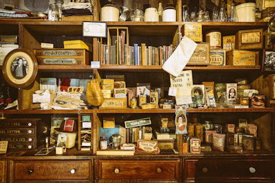 Antique shop shelves