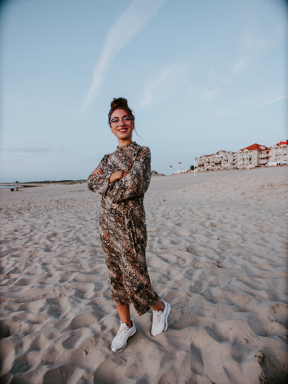 woman standing on sand