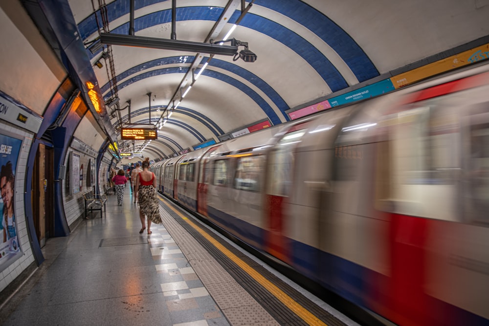 time-lapse photography of train in subway