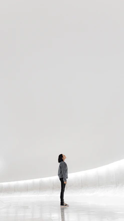 woman standing on ice