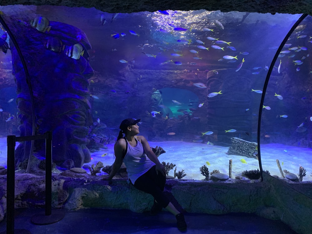 woman inside aquarium