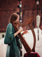 woman wearing harp