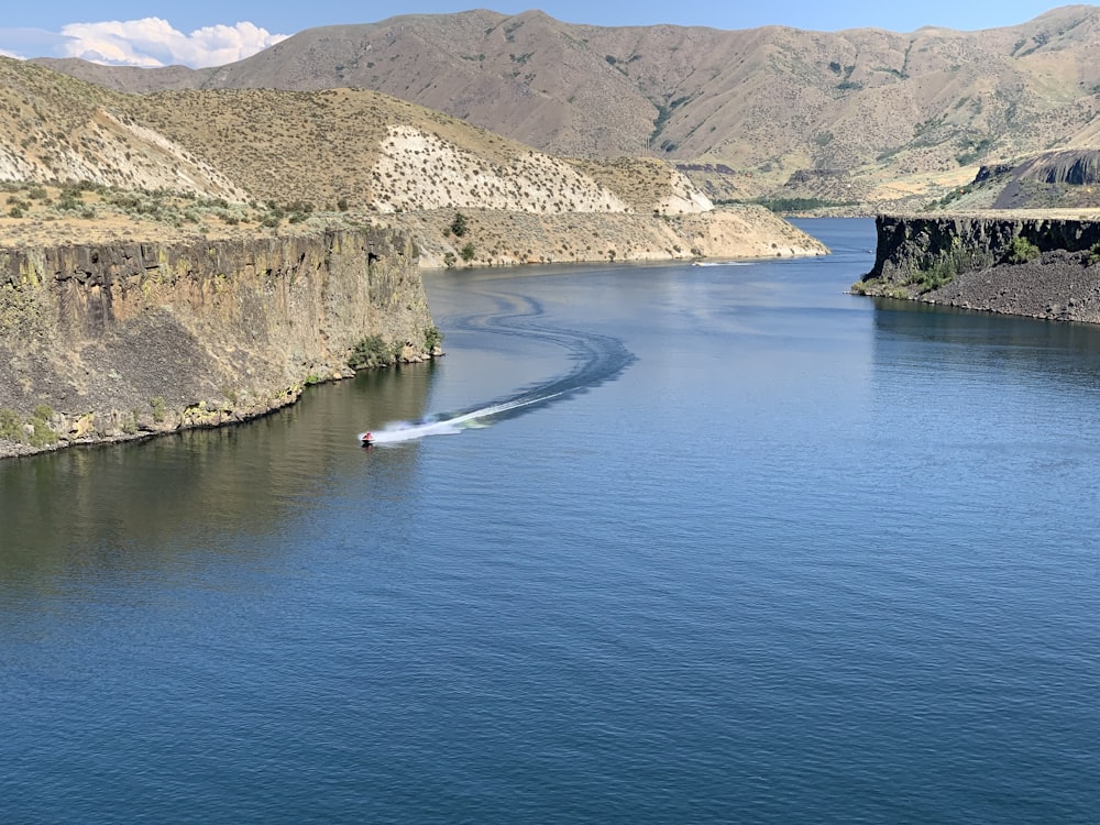 a large body of water surrounded by mountains