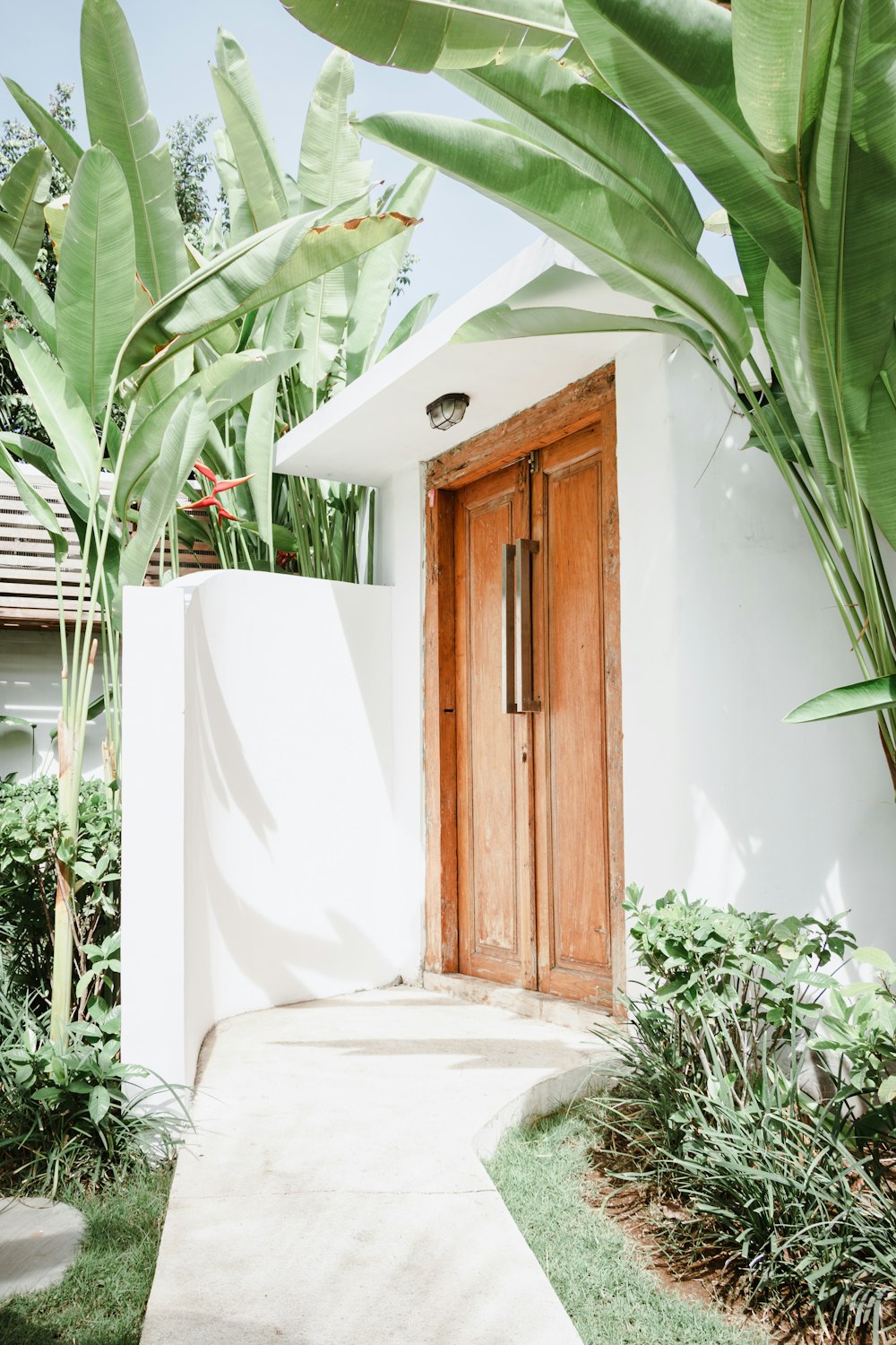 closed brown wooden door