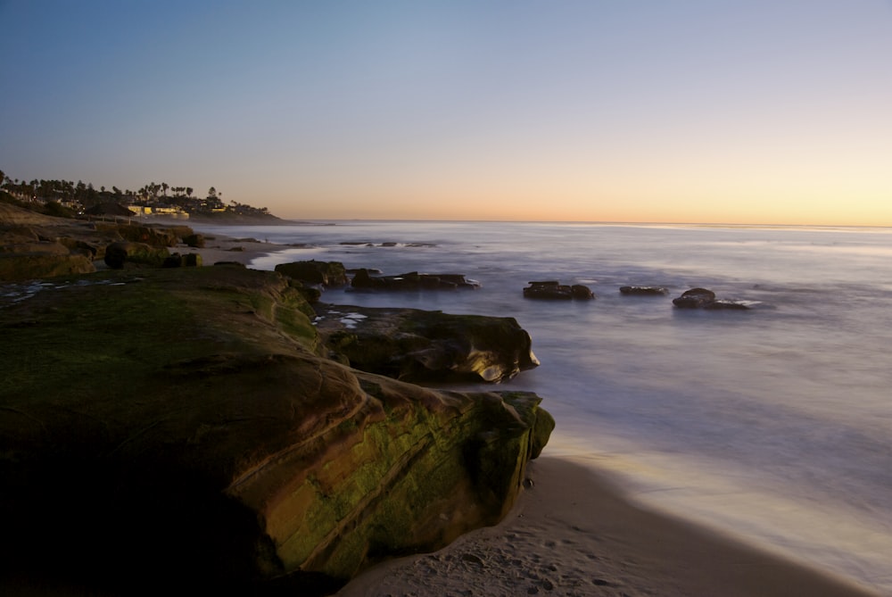 rocks on beach line