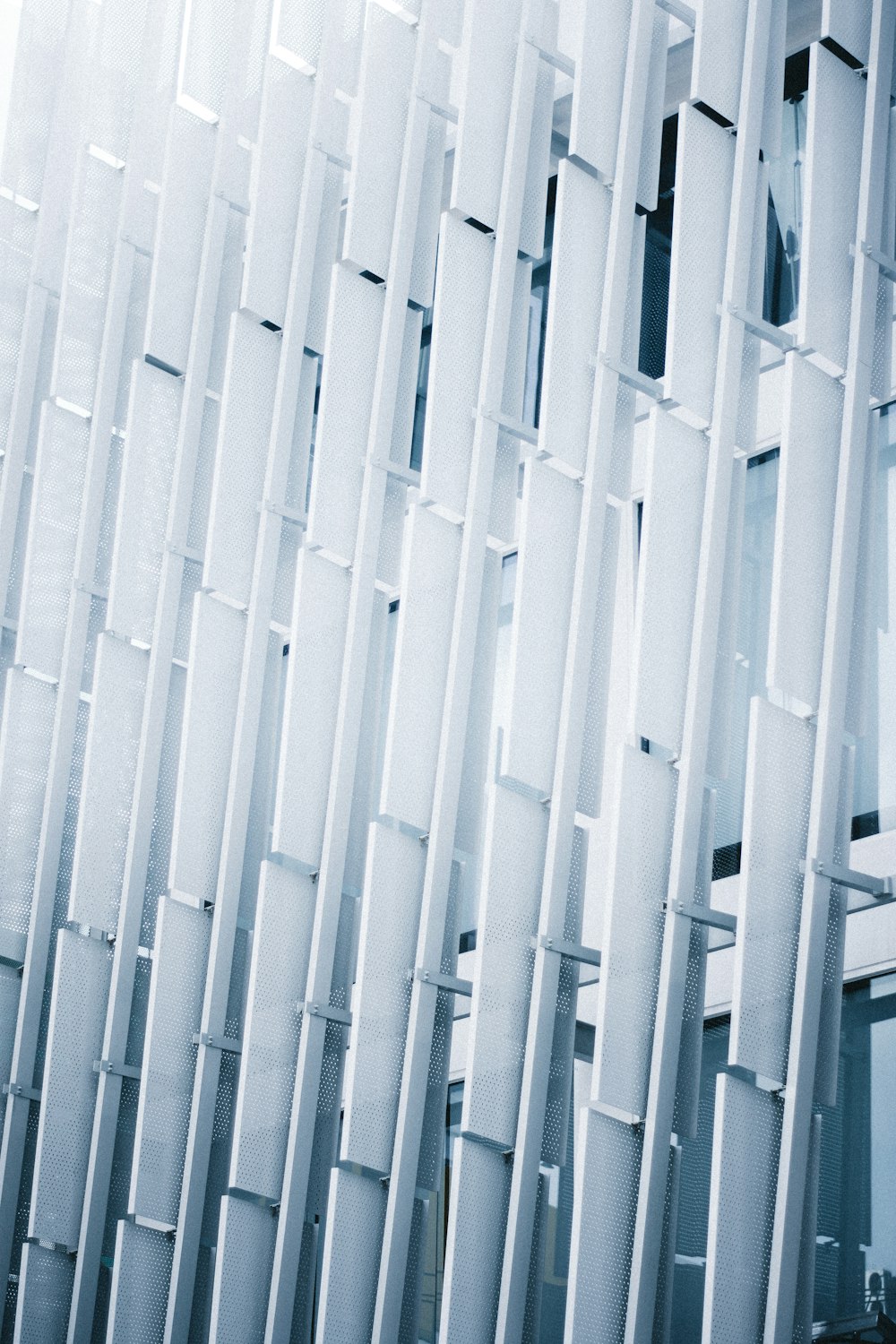 Un bâtiment qui a beaucoup de lignes blanches