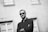 greyscale photography of man
