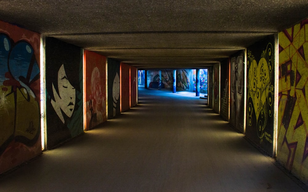 pathway between paintings