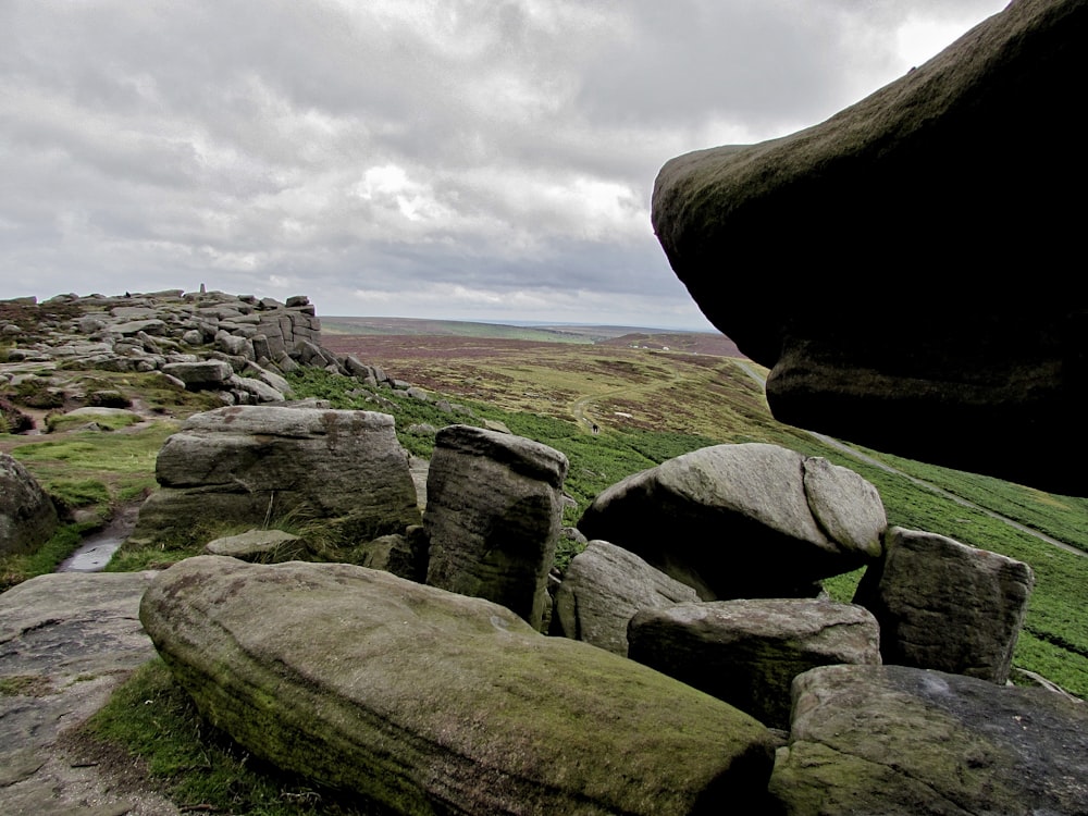 brown-and-green rocks