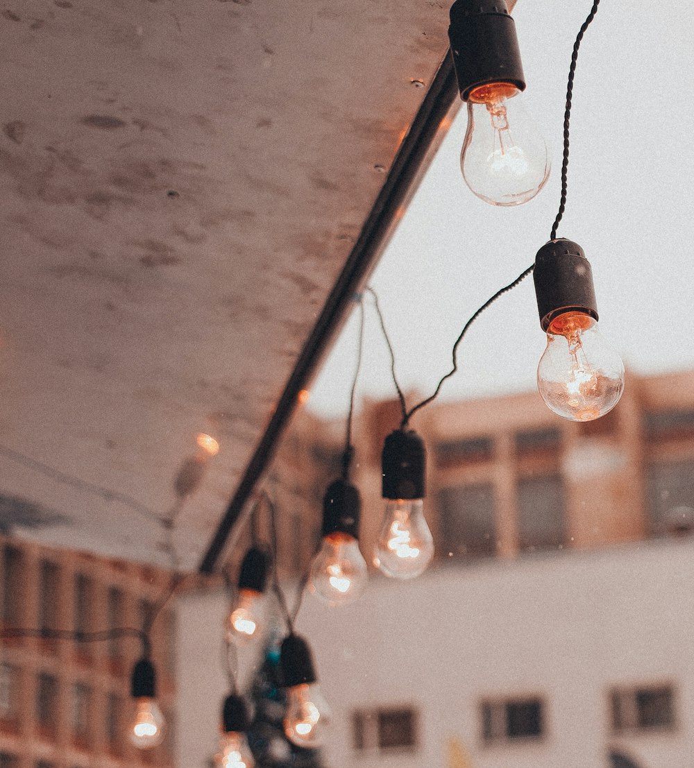 turned-off string lights