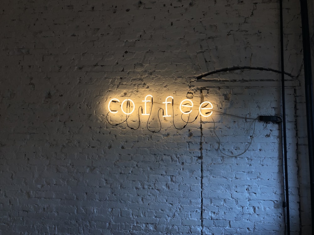 yellow coffee neon light signage