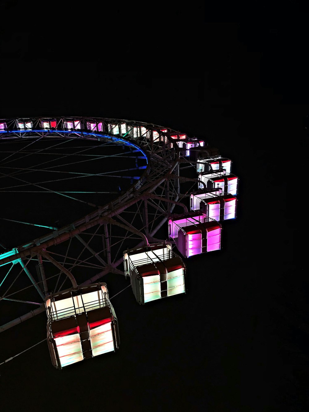 LED Ferris wheel during night