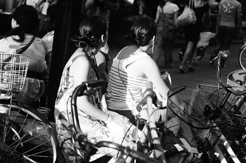 Women participating in a community biking workshop.