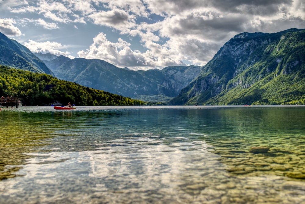 body of water and mountain ranges