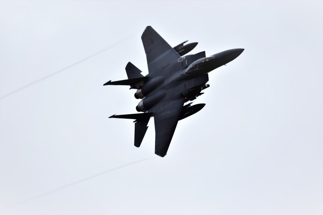 gray fighter aircraft, F15 AT MACH LOOP IN WALES