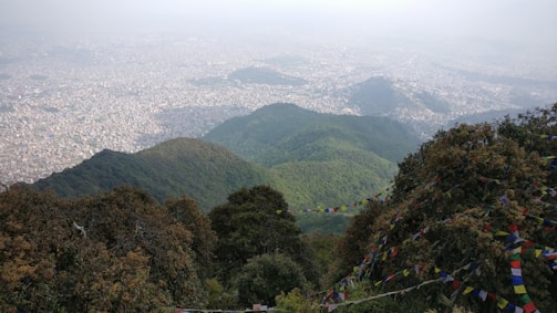 A serene view of the Himalayas seen from a quiet spot during a private city tour.