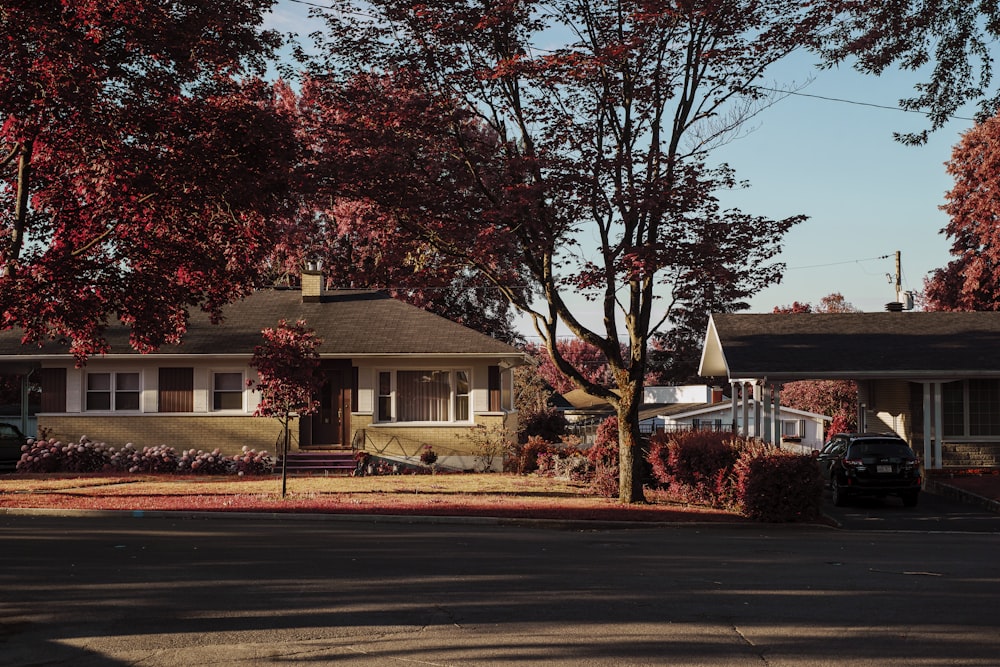 a house with a car parked in front of it